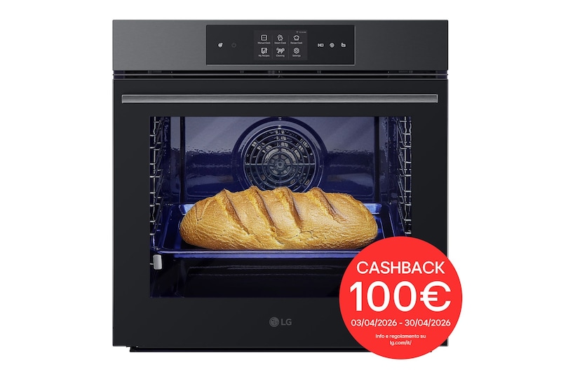 Vista frontale di Forno a vapore InstaView | 76L Classe A++ | Blue EasyClean, Air Fry, Air Sous Vide, Pizza 300°C, Display 4,3", Wi-Fi | Nero WS9D7651B